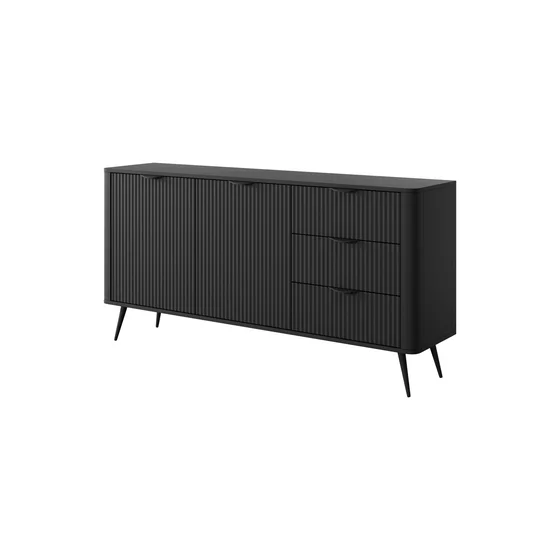 Comoda 2 Usi+3 Sertare, Lante 163-2D3S, 163.2x38x81.2 cm, MDF, Negru picture - 4