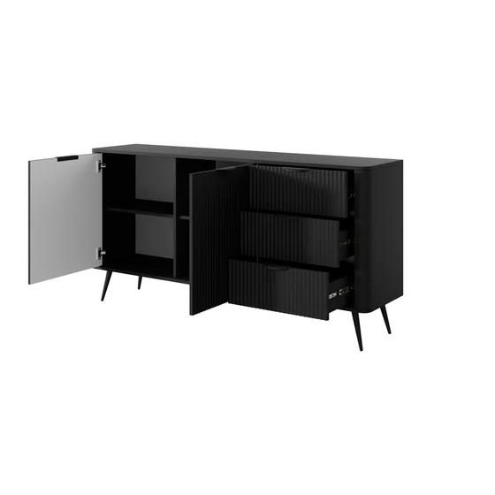 Comoda 2 Usi+3 Sertare, Lante 163-2D3S, 163.2x38x81.2 cm, MDF, Negru picture - 5