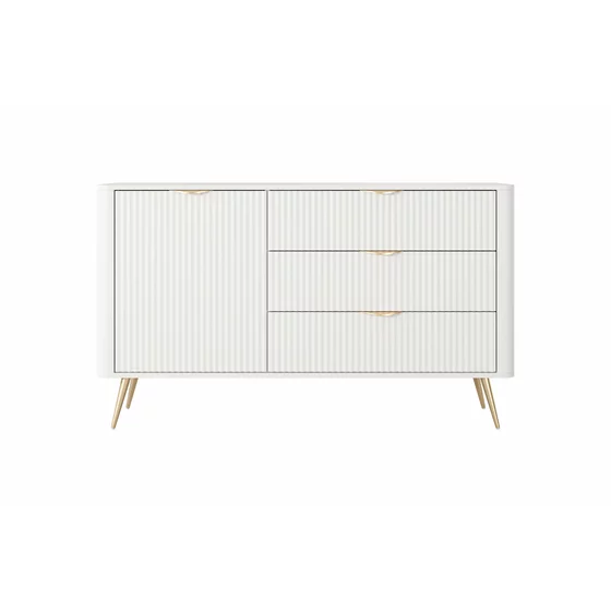 Comoda 3 Sertare + Usa, Lante 138-D3S, 138.2x38x81.2 cm, MDF, Alb picture - 2