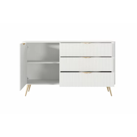Comoda 3 Sertare + Usa, Lante 138-D3S, 138.2x38x81.2 cm, MDF, Alb picture - 3