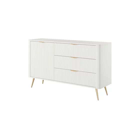 Comoda 3 Sertare + Usa, Lante 138-D3S, 138.2x38x81.2 cm, MDF, Alb picture - 1