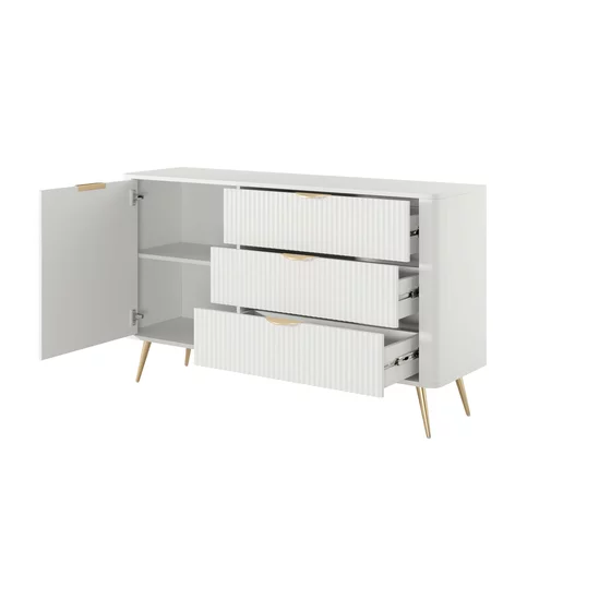 Comoda 3 Sertare + Usa, Lante 138-D3S, 138.2x38x81.2 cm, MDF, Alb picture - 4