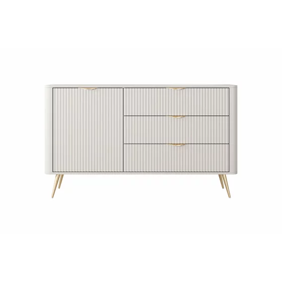 Comoda 3 Sertare + Usa, Lante 138-D3S, 138.2x38x81.2 cm, MDF, Beige picture - 2