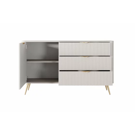 Comoda 3 Sertare + Usa, Lante 138-D3S, 138.2x38x81.2 cm, MDF, Beige picture - 3