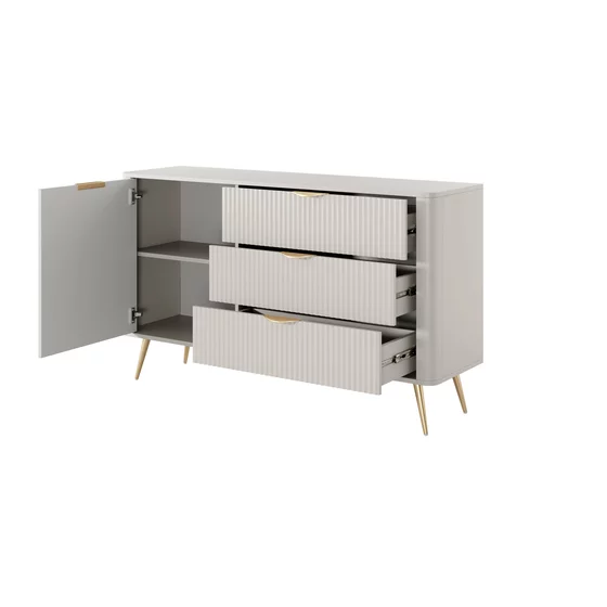 Comoda 3 Sertare + Usa, Lante 138-D3S, 138.2x38x81.2 cm, MDF, Beige picture - 5