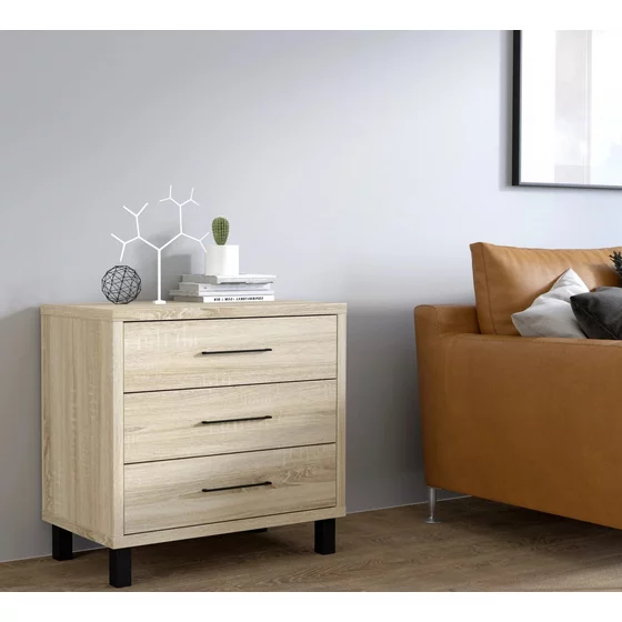 Comoda 3 Sertare Roma, 70x40x70 cm, Pal Melaminat,  Stejar Sonoma picture - 1