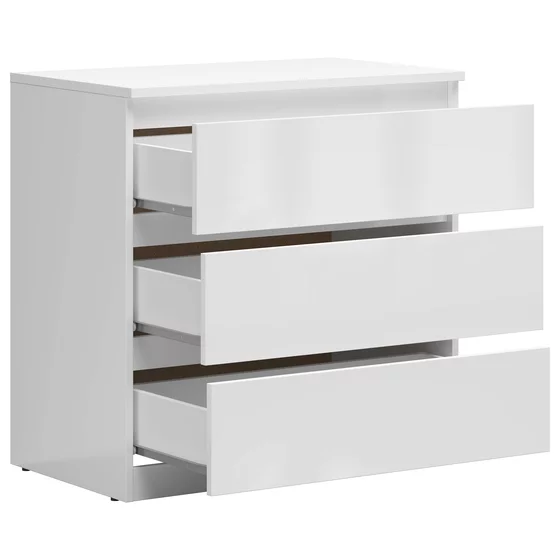 Comoda 3 Sertare Timber, 75x45x75.5 cm, Pal Melaminat, Alb Lucios picture - 2