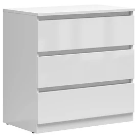 Comoda 3 Sertare Timber, 75x45x75.5 cm, Pal Melaminat, Alb Lucios