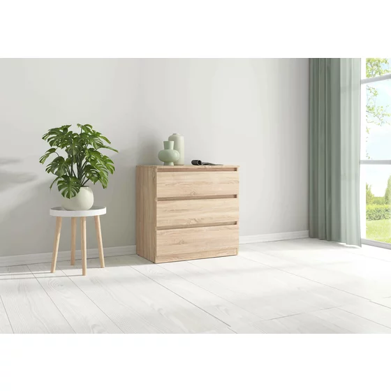 Comoda 3 Sertare Timber, 75x45x75.5 cm, Pal Melaminat,  Stejar Sonoma picture - 2