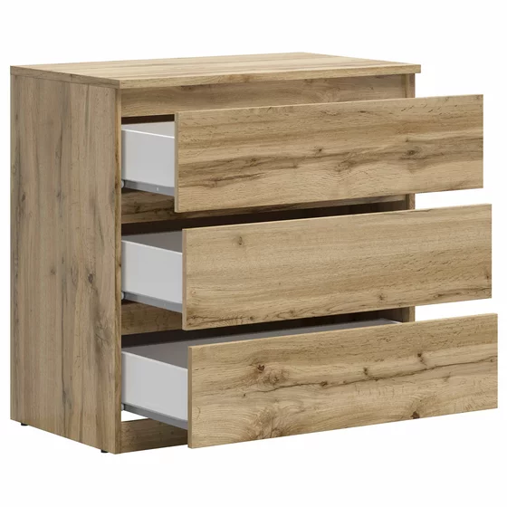 Comoda 3 Sertare Timber, 75x45x75.5 cm, Pal Melaminat,  Stejar Wotan picture - 2