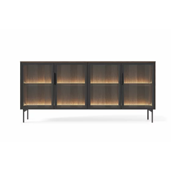 Comoda 4 Usi Lumi, 181.3x39.3x82.6 h cm, MDF/Sticla, Stejar Dunin picture - 4