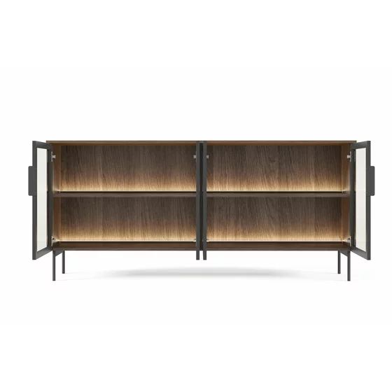 Comoda 4 Usi Lumi, 181.3x39.3x82.6 h cm, MDF/Sticla, Stejar Dunin picture - 5