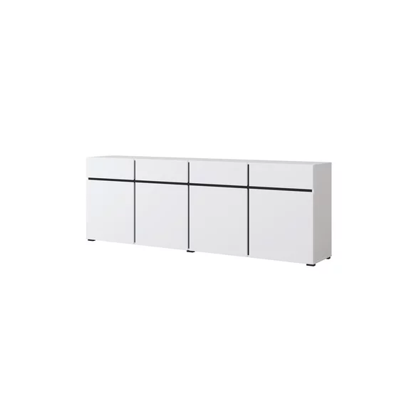 Comoda 4 Usi + 4 Sertare, Cross,  225x40x75 cm, Pal Melaminat, Alba picture - 4