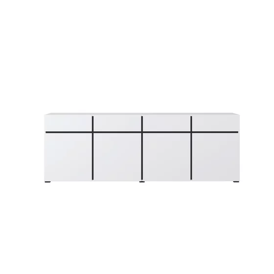 Comoda 4 Usi + 4 Sertare, Cross,  225x40x75 cm, Pal Melaminat, Alba picture - 5