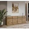 Comoda 4 Usi + 4 Sertare, Cross,  225x40x75 cm, Pal Melaminat, Stejar Wotan picture - 1
