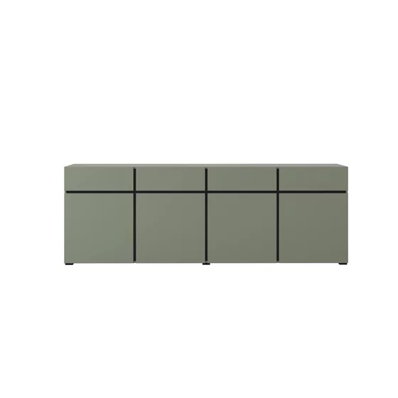 Comoda 4 Usi + 4 Sertare, Cross,  225x40x75 cm, Pal Melaminat, Verde Pin picture - 4