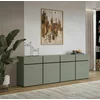 Comoda 4 Usi + 4 Sertare, Cross,  225x40x75 cm, Pal Melaminat, Verde Pin picture - 1