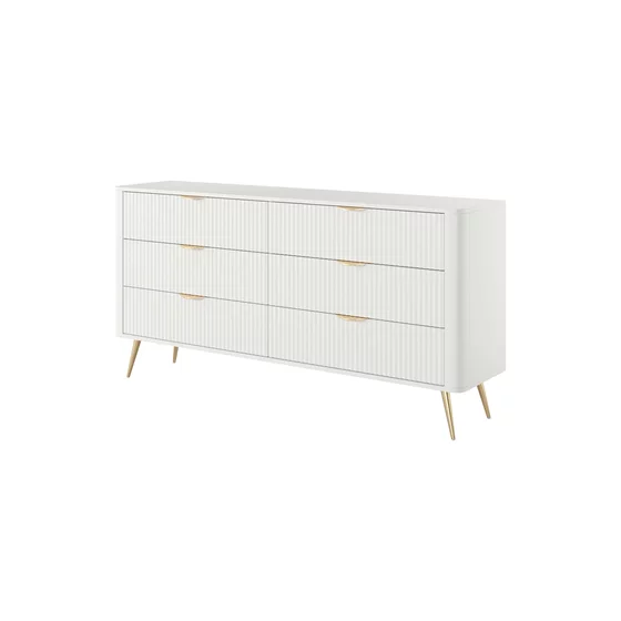 Comoda 6 Sertare, Lante 163-6S, 163.2x38x81.2 cm, MDF, Alb picture - 1