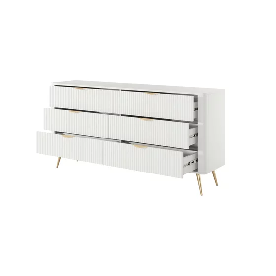 Comoda 6 Sertare, Lante 163-6S, 163.2x38x81.2 cm, MDF, Alb picture - 4