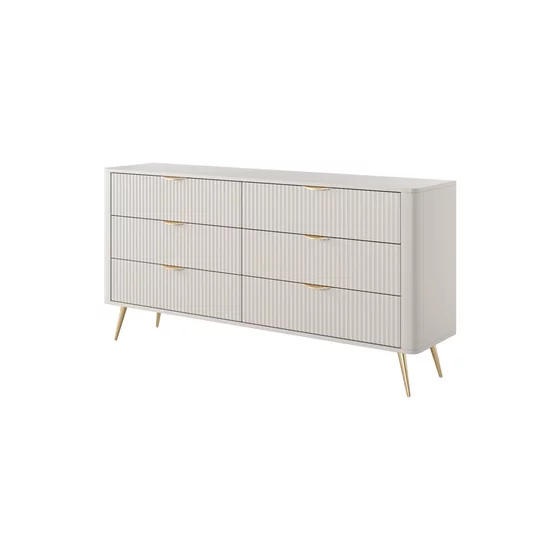 Comoda 6 Sertare, Lante 163-6S, 163.2x38x81.2 cm, MDF, Beige picture - 2