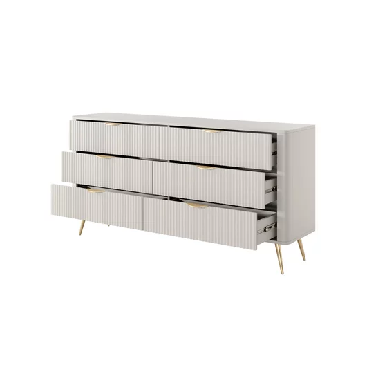 Comoda 6 Sertare, Lante 163-6S, 163.2x38x81.2 cm, MDF, Beige picture - 5