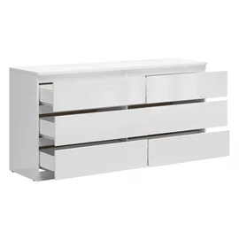 Comoda 6 Sertare Timber, 150x45x75.5 cm, Pal Melaminat,  Alb Lucios