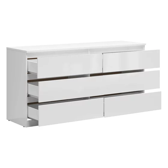 Comoda 6 Sertare Timber, 150x45x75.5 cm, Pal Melaminat,  Alb Lucios picture - 2