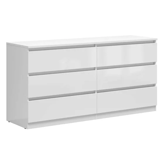 Comoda 6 Sertare Timber, 150x45x75.5 cm, Pal Melaminat,  Alb Lucios picture - 1