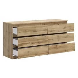 Comoda 6 Sertare Timber, 150x45x75.5 cm, Pal Melaminat,  Stejar Wotan