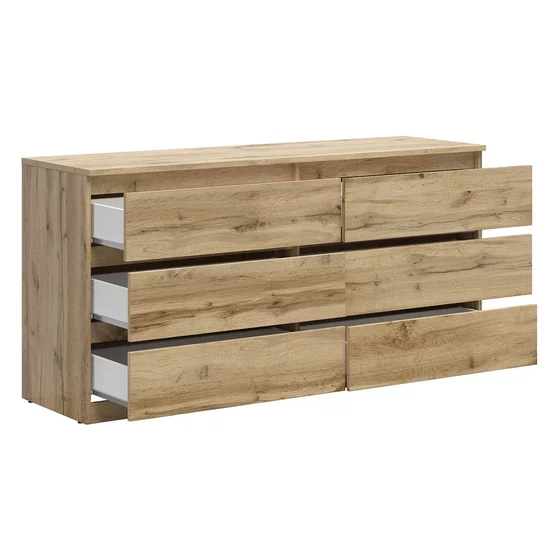 Comoda 6 Sertare Timber, 150x45x75.5 cm, Pal Melaminat,  Stejar Wotan picture - 2