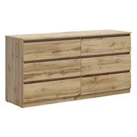Comoda 6 Sertare Timber, 150x45x75.5 cm, Pal Melaminat,  Stejar Wotan