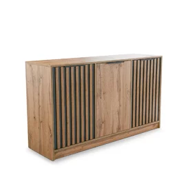 Comoda Bali LUX 3D, 138x41x82 cm, Stejar Wotan/Negru