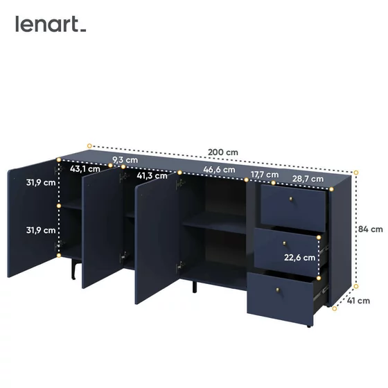 COMODA COLOURS CS-03, 200X41X84 CM, ALBASTRU picture - 4