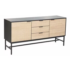 Comoda Coorg, 2 Usi + 3 Sertare, 150x40x74.7 h cm, Metal/Pal Melaminat, Negru/Stejar