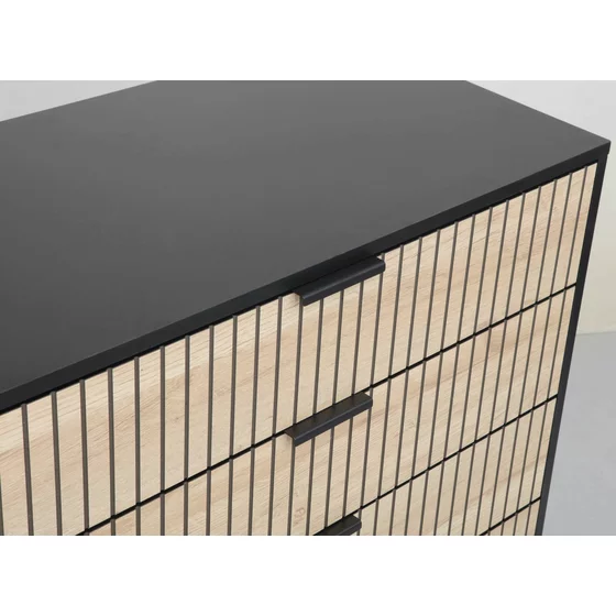 Comoda Coorg, 4 Sertare, 80x40x89.5 h cm, Metal/Pal Melaminat, Negru/Stejar picture - 3