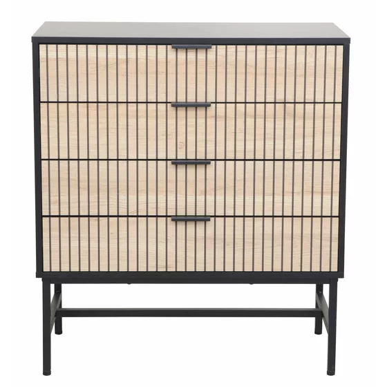 Comoda Coorg, 4 Sertare, 80x40x89.5 h cm, Metal/Pal Melaminat, Negru/Stejar picture - 2