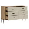 Comoda Dante, 6 Sertare - 140.5x40x88 cm, Pal Melaminat/MDF cu Riflaj Stejar Cremona/Casmir picture - 5