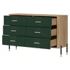 Comoda Dante, 6 Sertare - 140.5x40x88 cm, Pal Melaminat/MDF cu Riflaj, Stejar Cremona/Verde picture - 5