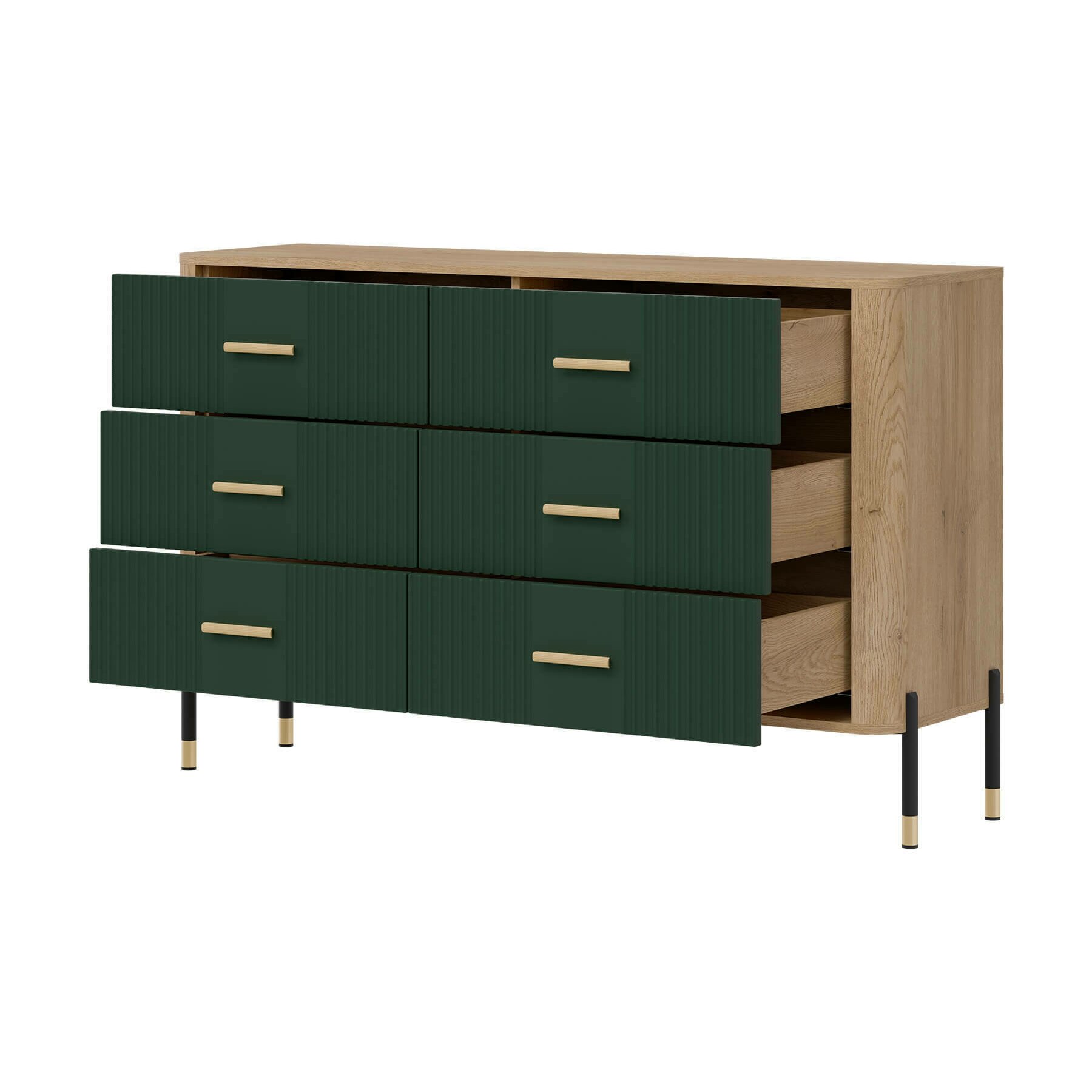 Comoda Dante, 6 Sertare - 140.5x40x88 cm, Pal Melaminat/MDF cu
