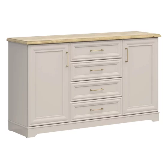 Comoda Flandra cu 2 Usi + 4 Sertare, 154x44x89.5 h cm, Pal Melaminat/MDF, Casmir/Stejar Mauvella picture - 1