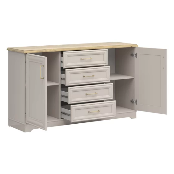 Comoda Flandra cu 2 Usi + 4 Sertare, 154x44x89.5 h cm, Pal Melaminat/MDF, Casmir/Stejar Mauvella picture - 3