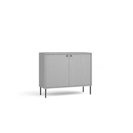 Comoda Iris, 2 Usi, 105.5x40.5x89 h cm, Riflaj, Gri