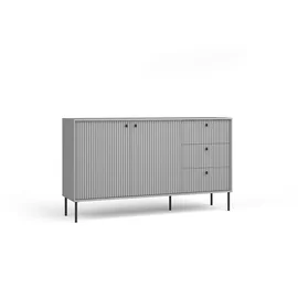 Comoda Iris, 2 Usi si 3 Sertare, 156x40.5x89 h cm, Riflaj, Gri