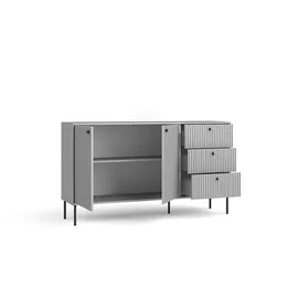 Comoda Iris, 2 Usi si 3 Sertare, 156x40.5x89 h cm, Riflaj, Gri