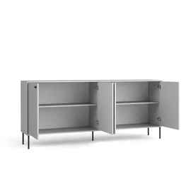 Comoda Iris 4 Usi, 207x40.5x89 h cm, Riflaj, Gri