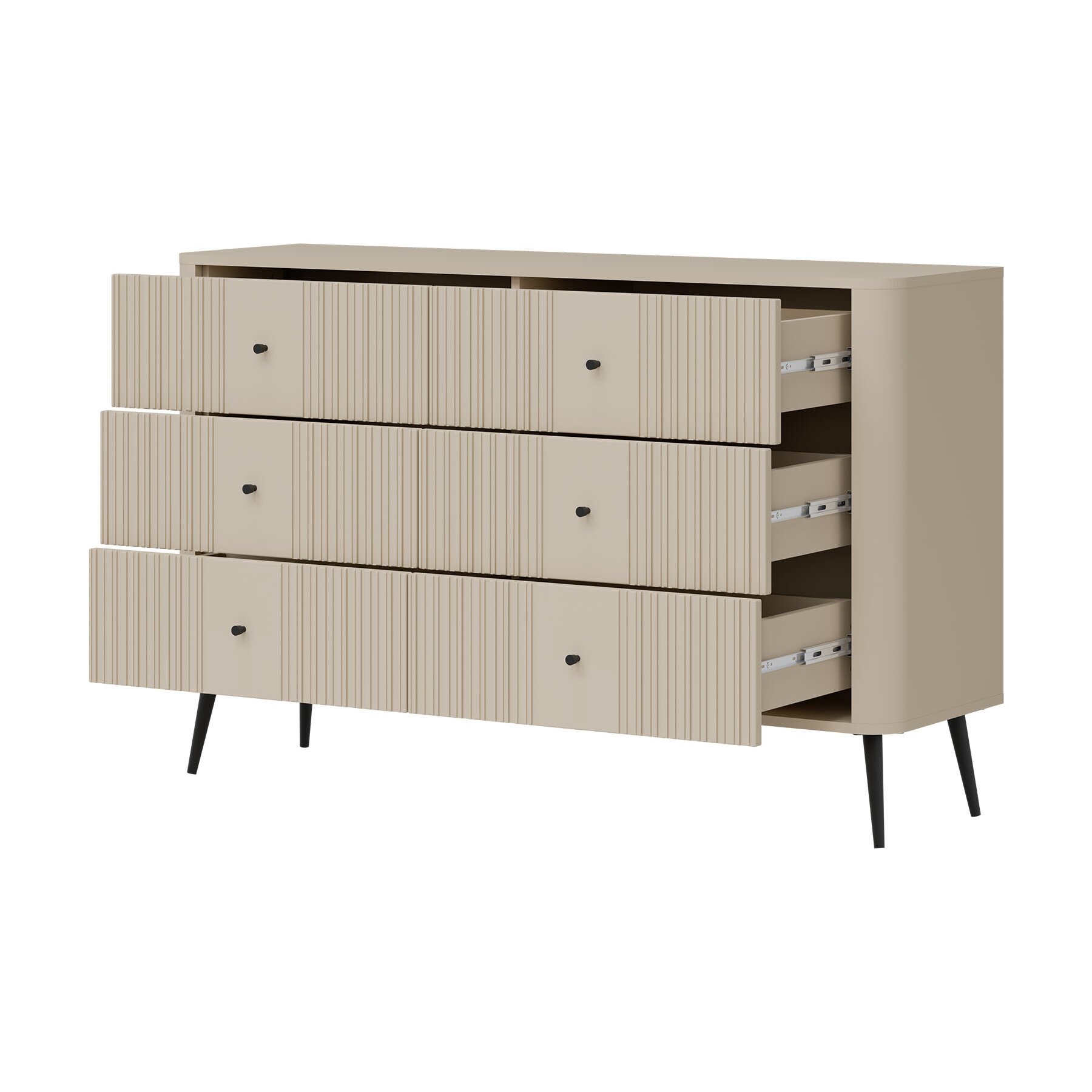 Comoda Larnaca VG04, 6 Sertare, 138x40x88 h cm, Pal Melaminat/MDF
