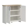 Comoda Loksa, 2 Usi, 102x43x99 cm, Pal Melaminat, Pin Alb/Stejar Gradson picture - 2