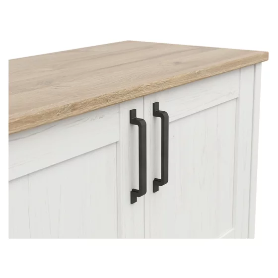 Comoda Loksa, 2 Usi, 102x43x99 cm, Pal Melaminat, Pin Alb/Stejar Gradson picture - 3