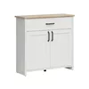 Comoda Loksa, 2 Usi + Sertar, 102x37x99 cm, Pal Melaminat, Pin Alb/Stejar Gradson picture - 4