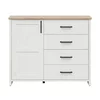 Comoda Loksa, 4 Sertare + Usa, 120x43x99 cm, Pal Melaminat, Pin Alb/Stejar Gradson picture - 1